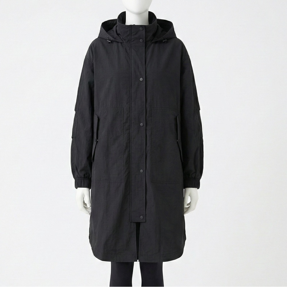 Calia By Carrie Underwood Black Hooded Anorak Jacket Water Repellent Windbreaker